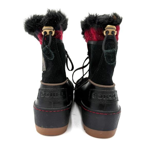 Sorel Tivoli Red & Black Buffalo Plaid Winter Boots Size 9 - Picture 5 of 7